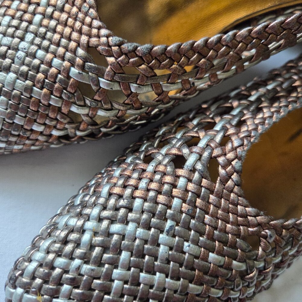 Vintage Sesto Meucci Woven Metallic Heels - Picture 5 of 15